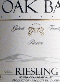 Oak Bay Vineyard Gebert Family Reserve Rieslingtext