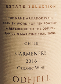 Odjfell Armador Estate Selection Carmenère Organic Winetext