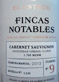 El Esteco Fincas Notables Cabernet Sauvignon Cuartel 9text